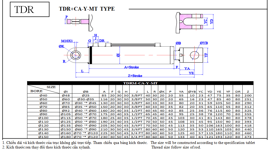 Xy lanh xe TDR-CA-Y-MT