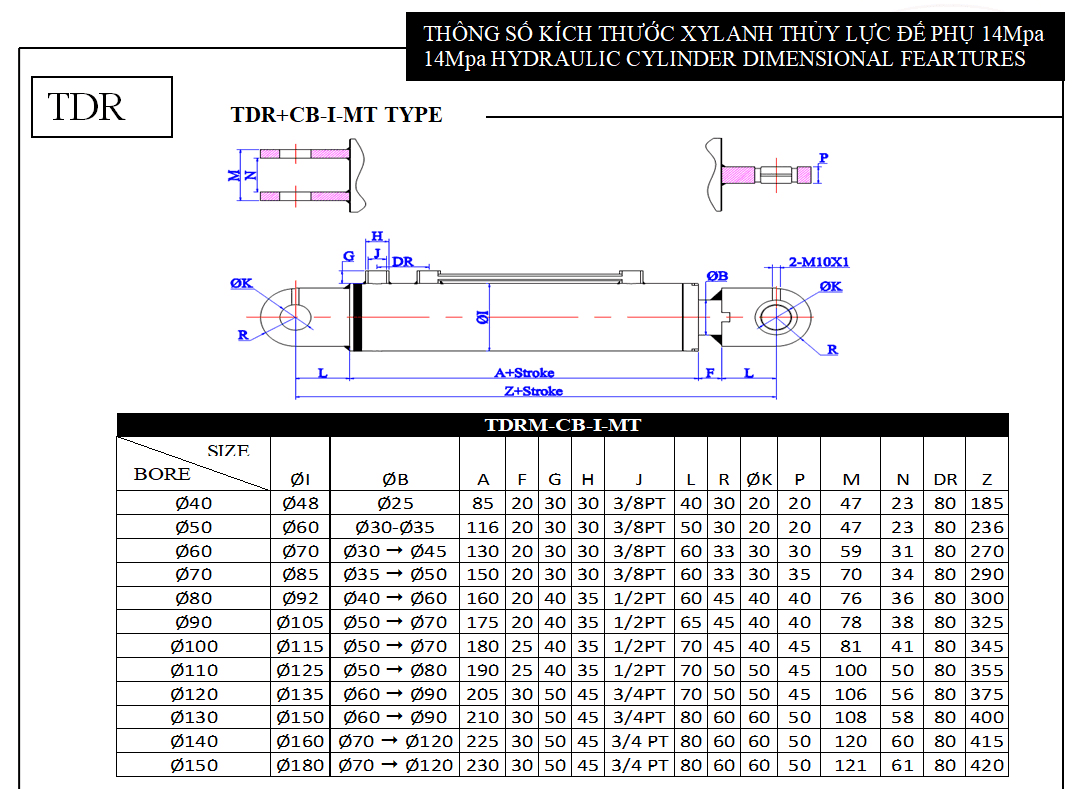 Xy lanh xe TDR-CB-I-MT